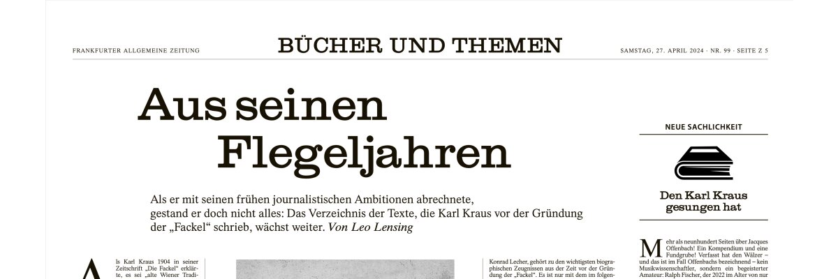 Albert Gier (2024): &quot;Den Karl Kraus gesungen hat&quot; über: Zwischen den Paradiesen - 